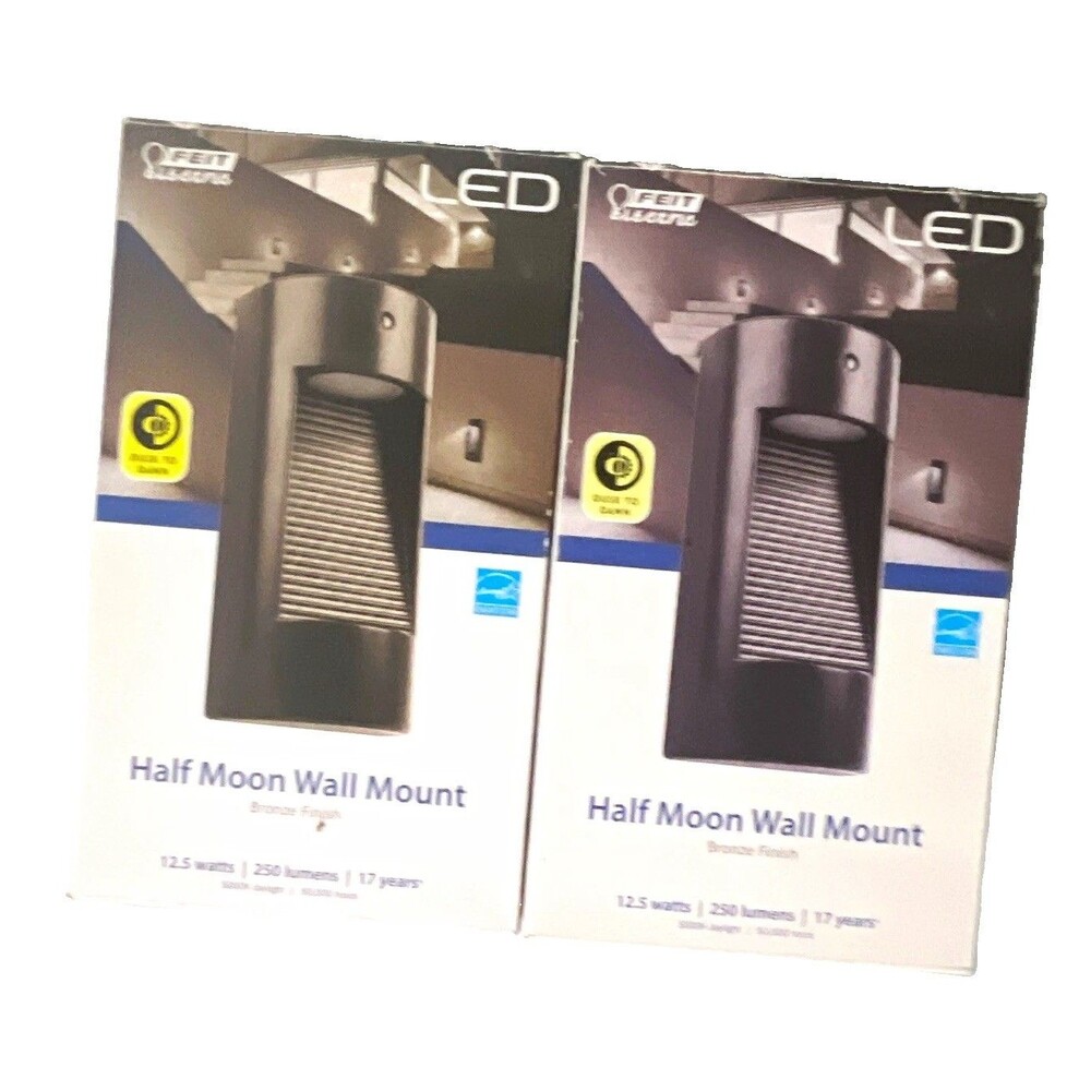 2 Pack - Feit Electric LED Half Moon Wall Mount Light, Bronze 12.5W 250lm
